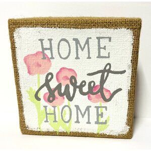 NEW Ashland Home Sweet Home Spring Tabletop Decor Rustic Charm Burlap Wood Frame